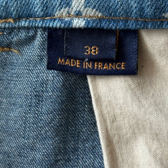 Louis Vuitton Blue Distressed Floral Monogram Flared Carpenter Jeans - Picture 4 of 9